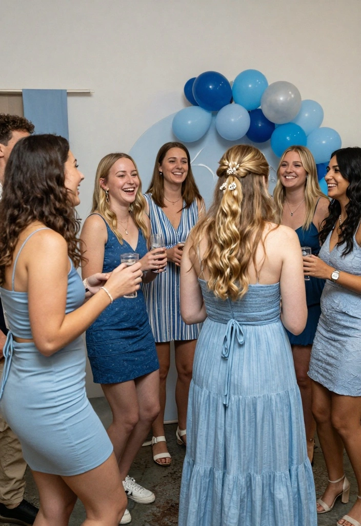 10 Blue Bridal Shower Ideas for a Fresh Modern Look - 10. Blue Color Palette in Attire 1
