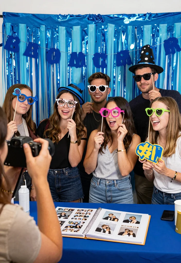 10 Blue Bridal Shower Ideas for a Fresh Modern Look - 9. Photo Booth with Blue Props 1