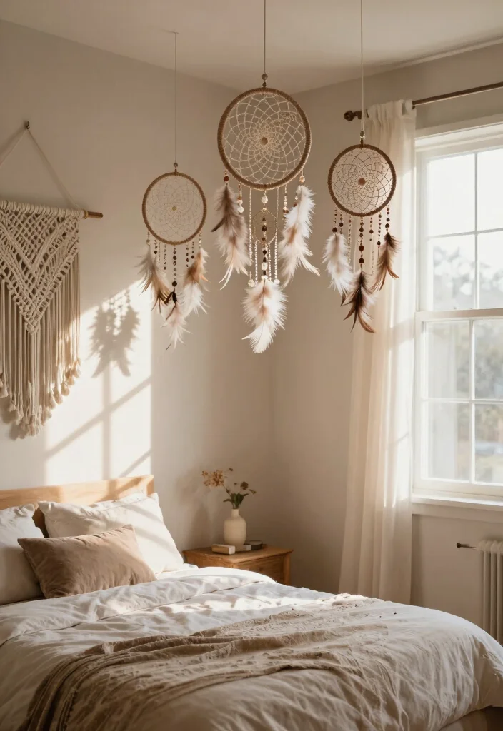 10 Bride Room Decoration Ideas That Feel Soft and Special - 2. Bohemian Dreamcatchers 1