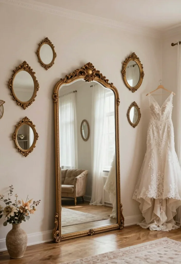 10 Bride Room Decoration Ideas That Feel Soft and Special - 6. Elegant Mirror Reflections 1