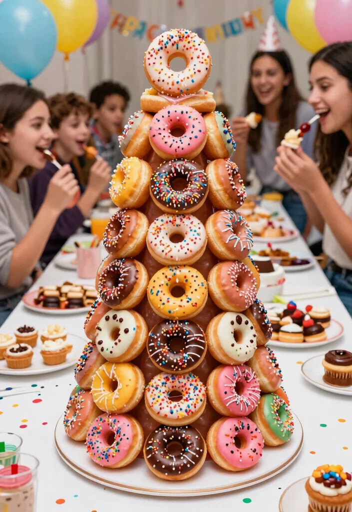 10 Graduation Cake Ideas That Feel Fun Personal and Celebration Ready - 9. Donut Tower Cake 1