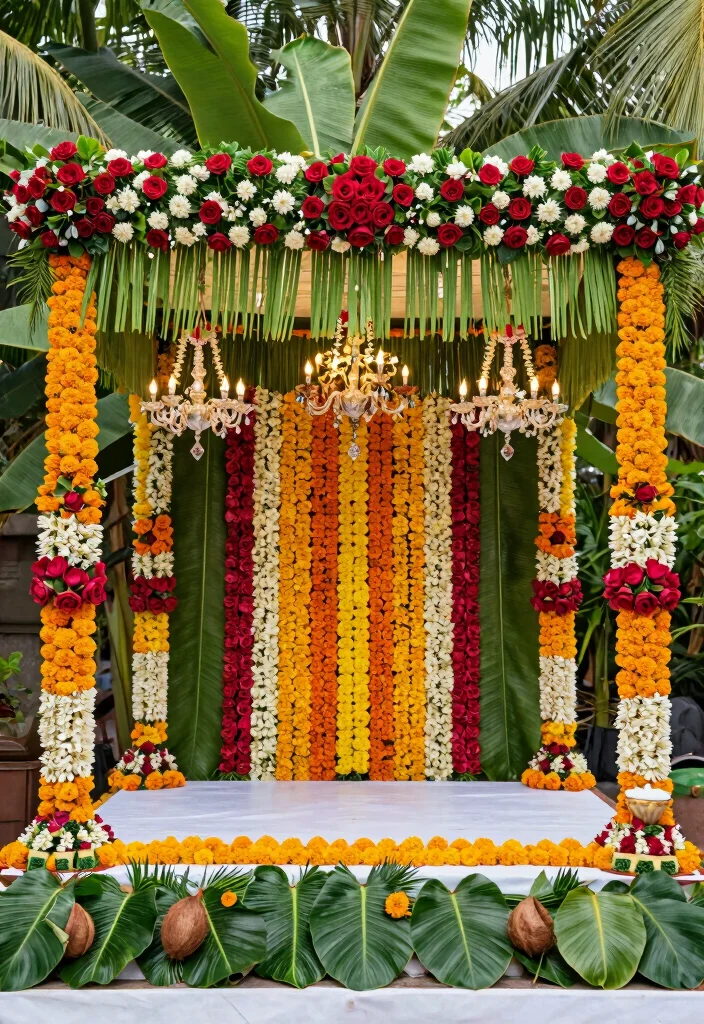 10 Seemantham Decoration Ideas with Traditional and Simple Details - 1. Floral Mandap 1