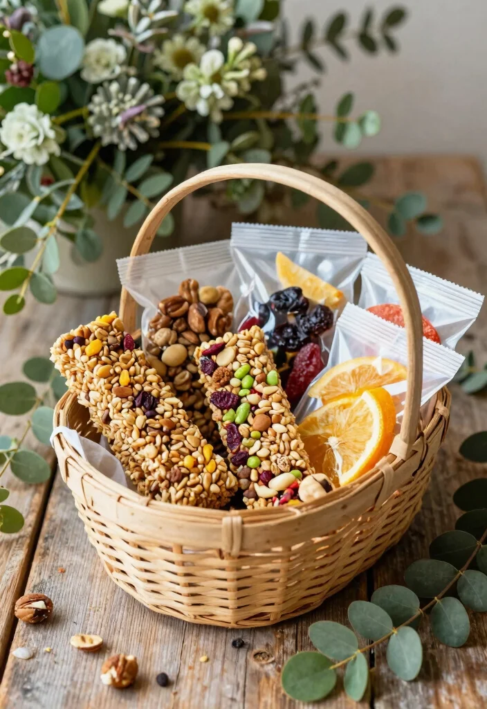 10 Wedding Basket Gift Ideas That Look Beautiful and Thoughtful - 1. Organic Snack Basket 1