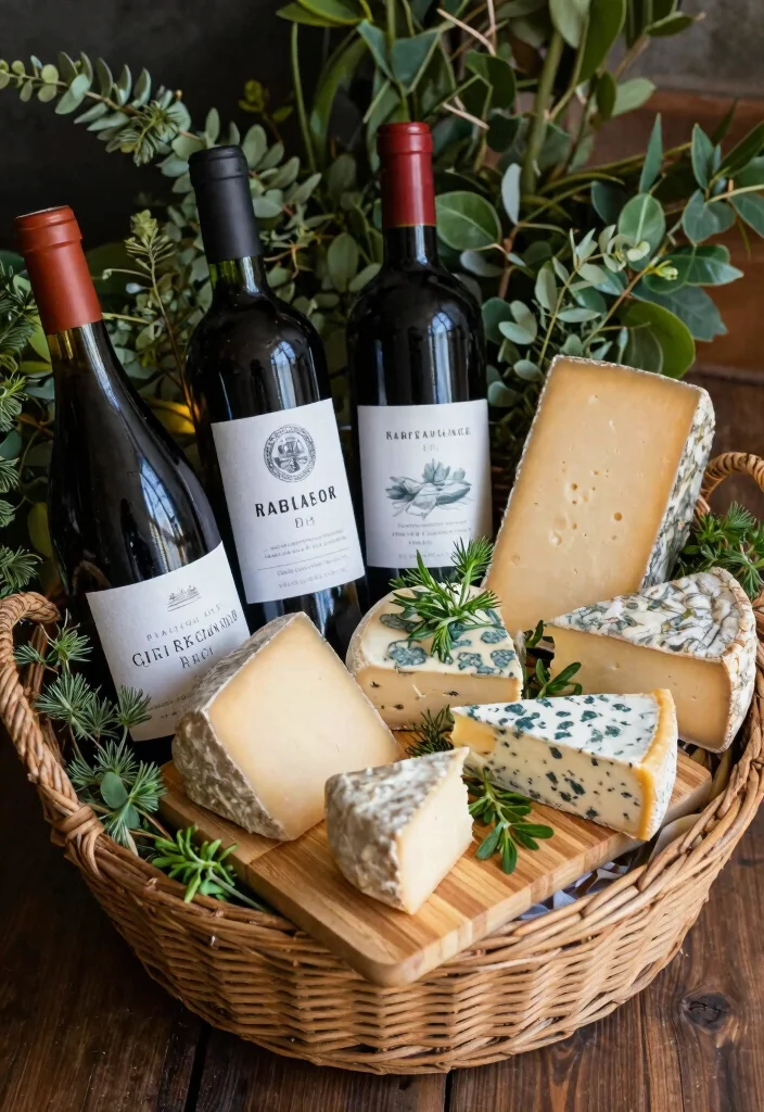 10 Wedding Basket Gift Ideas That Look Beautiful and Thoughtful - 9. Eco-Friendly Wine & Cheese Basket 1