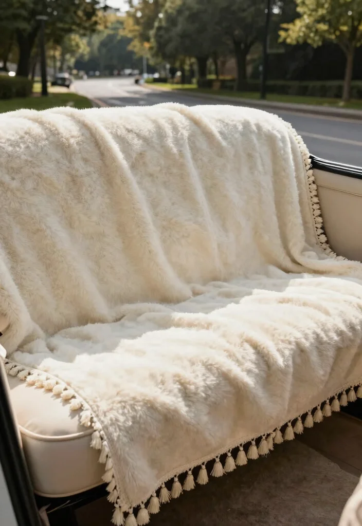 10 Wedding Car Decoration Ideas That Look Elegant in Photos - 8. Luxurious Mohair Throws 1