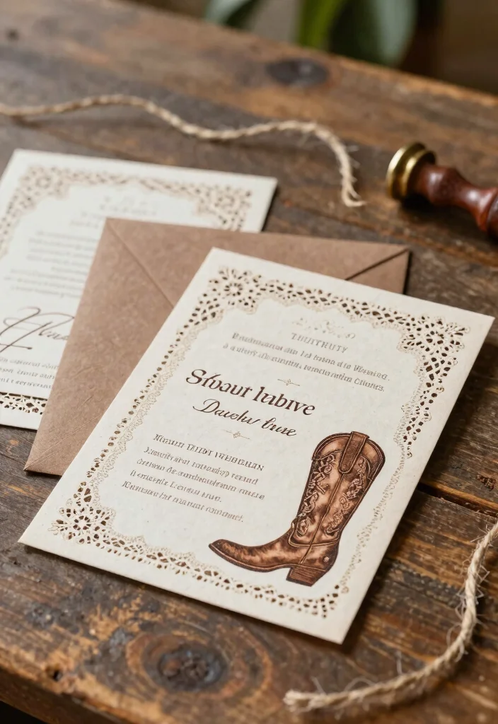 10 Western Bridal Shower Ideas with Rustic Charm - 1. Vintage Western Invitations 1