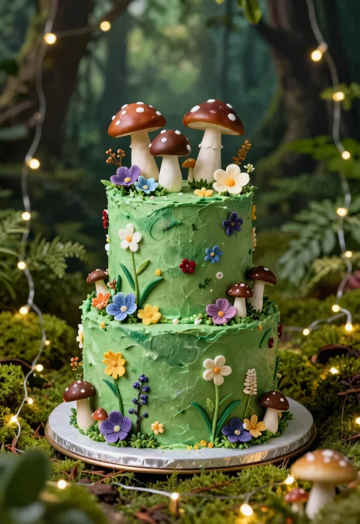 12 Floral Cake Ideas That Work for Birthdays, Weddings, and Showers - 10. Enchanted Forest Cake 1
