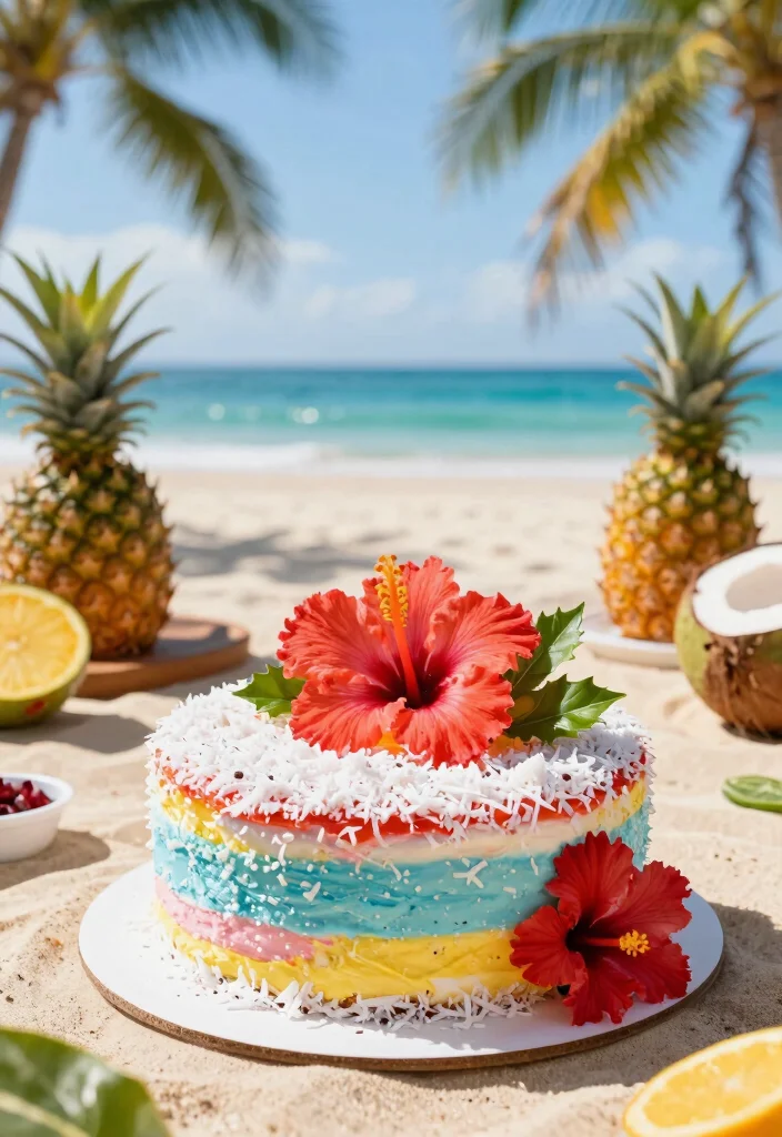 12 Floral Cake Ideas That Work for Birthdays, Weddings, and Showers - 3. Tropical Hibiscus Cake 1