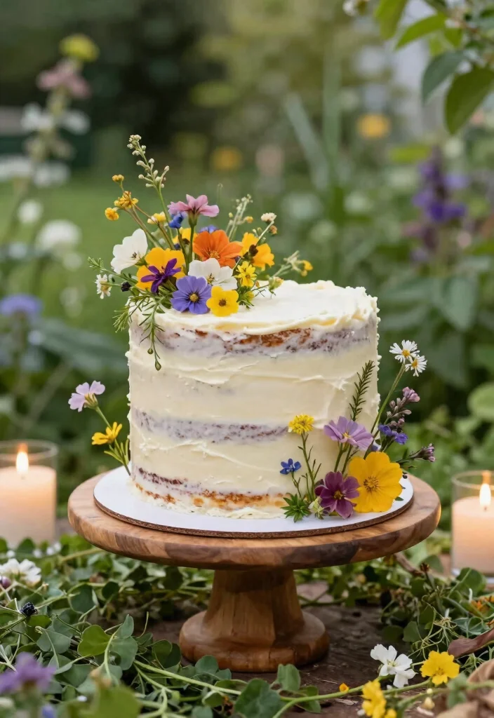 12 Floral Cake Ideas That Work for Birthdays, Weddings, and Showers - 6. Rustic Wildflower Cake 1