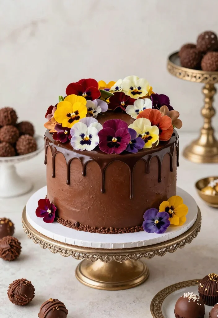 12 Floral Cake Ideas That Work for Birthdays, Weddings, and Showers - 8. Chocolate Floral Fantasy Cake 1