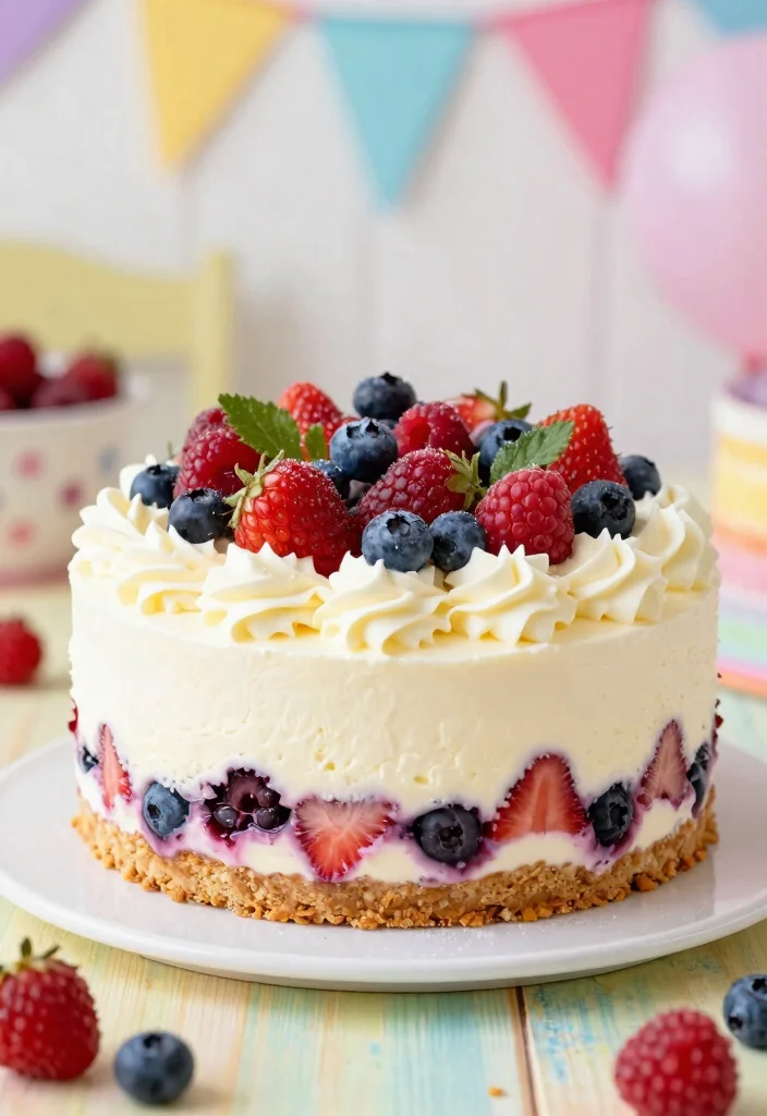 12 Frozen Cake Ideas Kids Will Love for a Themed Birthday Party - 10. Frozen Berry Ice Cream Cake 1