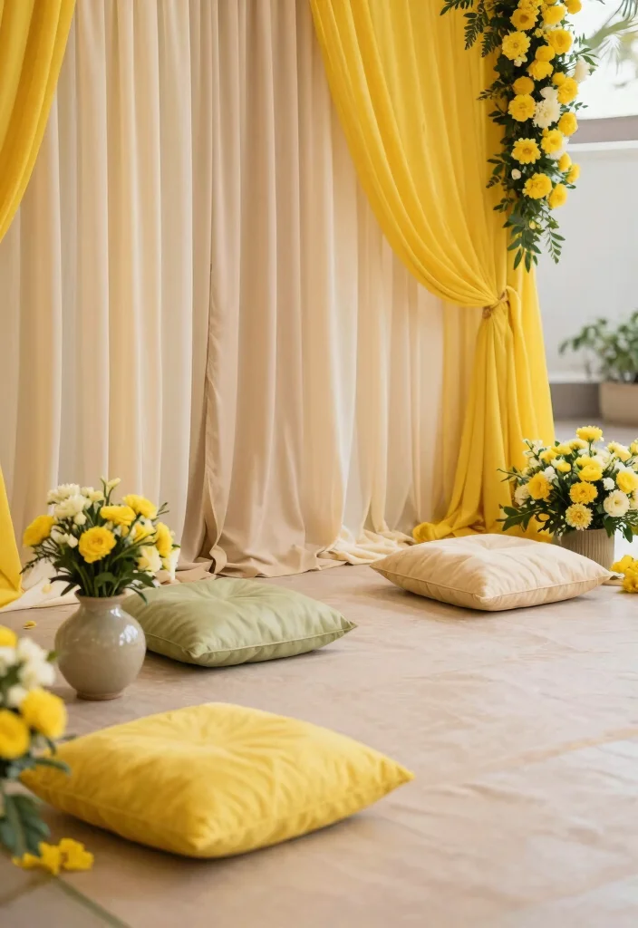 12 Haldi Decoration Ideas Using Simple Colors and Traditional Touches - 4. Simple Color Themes 1