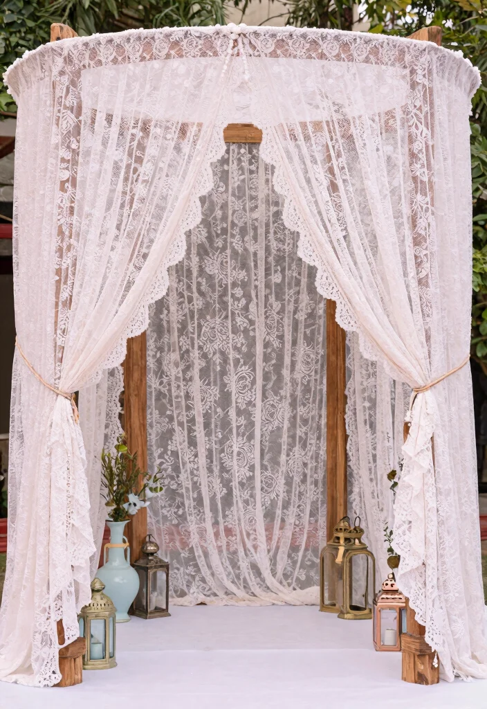 12 Mandap Decoration Ideas That Balance Tradition and Style - 3. Vintage Lace Mandap 1