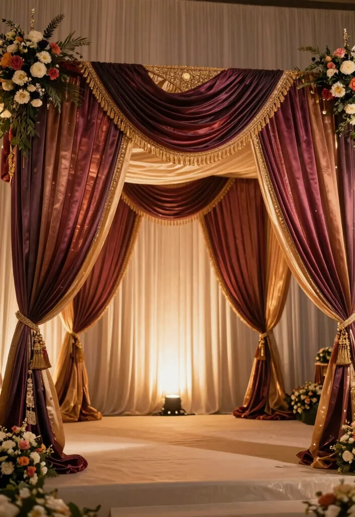 12 Mandap Decoration Ideas That Balance Tradition and Style - 6. Elegant Silk Mandap 1