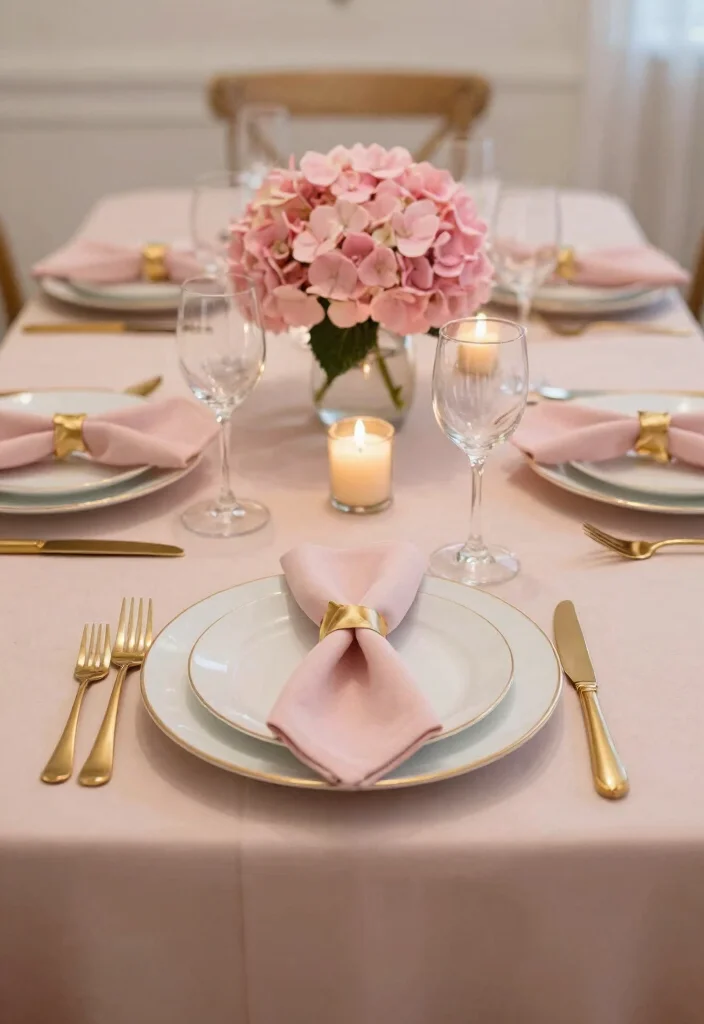 12 Pink Bridal Shower Ideas That Feel Chic Not Overdone - 1. Blush and Gold Table Settings 1