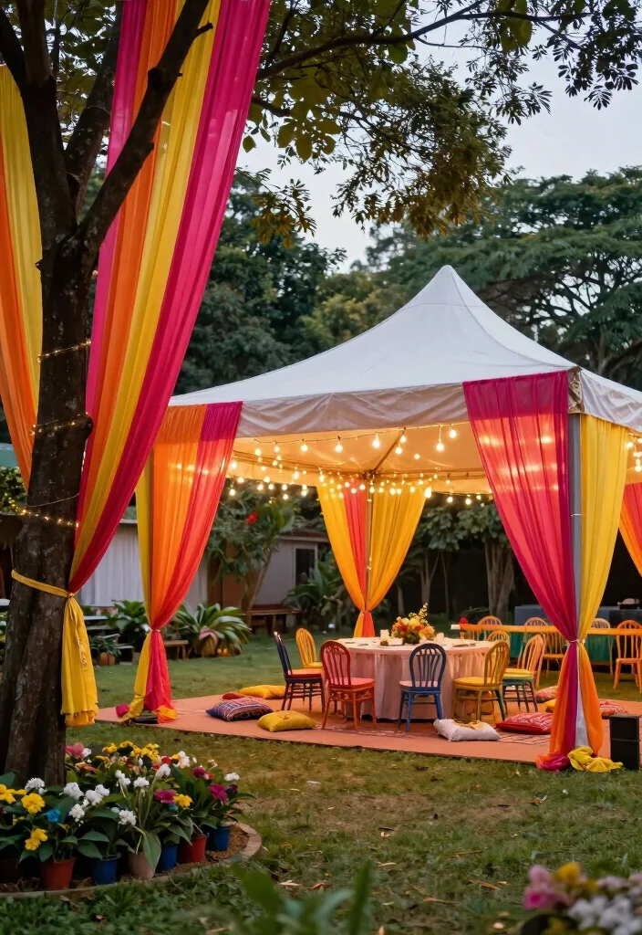 12 Sangeet Decoration Ideas That Create a Fun Festive Vibe - 1. Colorful Drapes and Tents 1