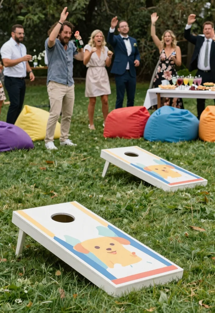 12 Wedding Party Game Ideas to Keep Guests Entertained - 2. Cornhole: A Classic Tossing Game 1