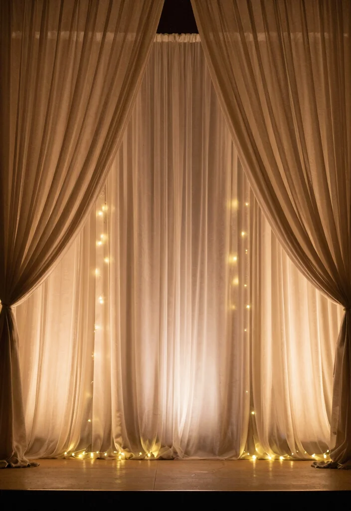12 Wedding Stage Decoration Ideas for Modern and Classic Ceremonies - 11. Soft Drapery and Lighting 1