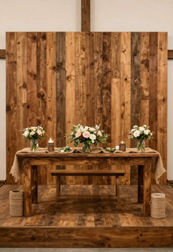 12 Wedding Stage Decoration Ideas for Modern and Classic Ceremonies - 5. Rustic Elegance 1