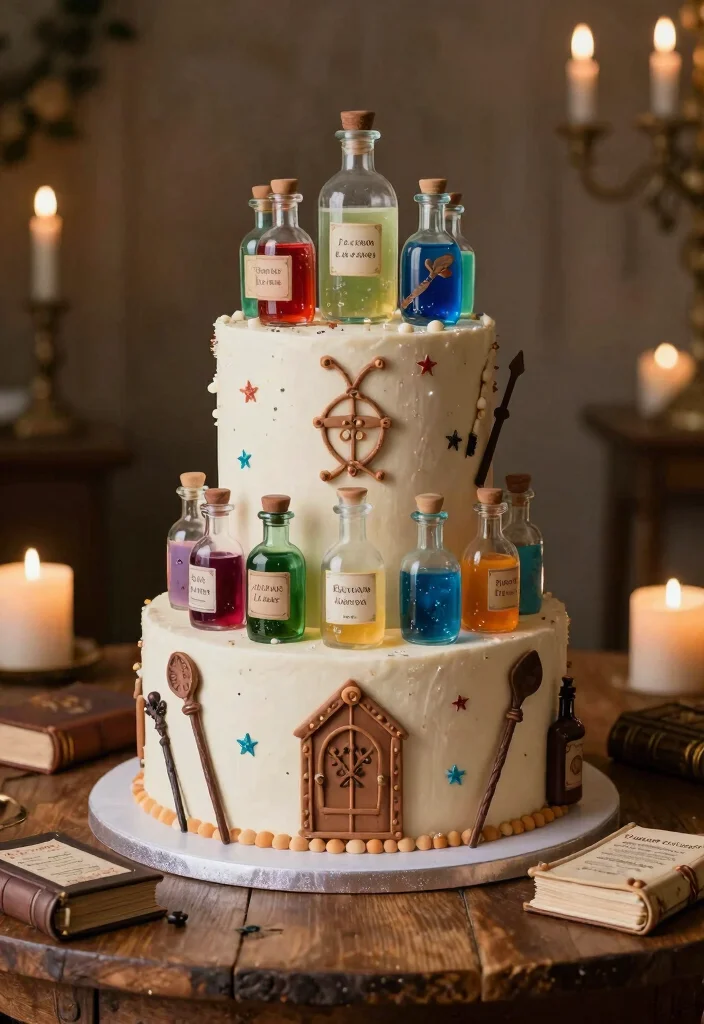 14 Harry Potter Cake Ideas Perfect for Fans of All Ages - 4. Potion Bottles Cake 1