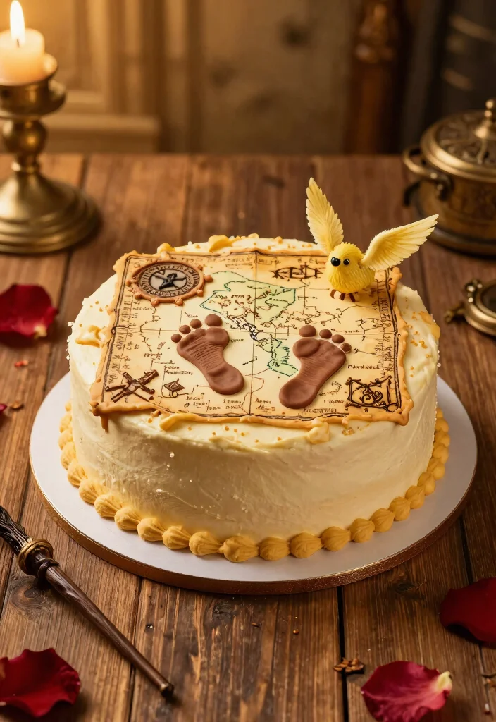14 Harry Potter Cake Ideas Perfect for Fans of All Ages - 5. Marauder's Map Cake 1
