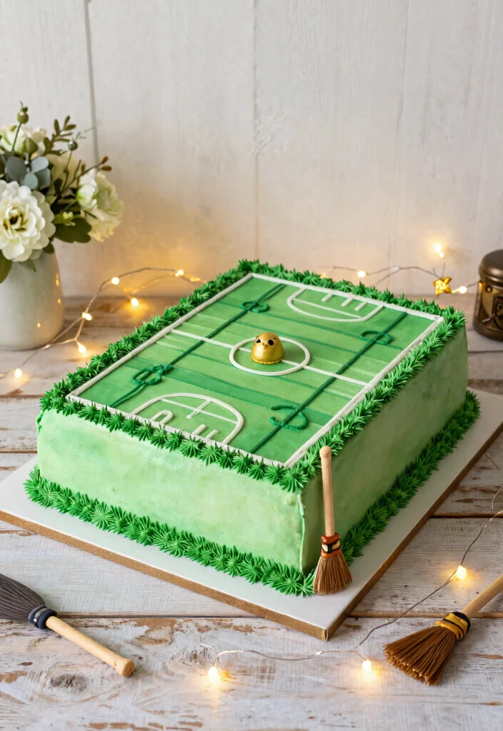14 Harry Potter Cake Ideas Perfect for Fans of All Ages - 6. Quidditch Field Cake 1