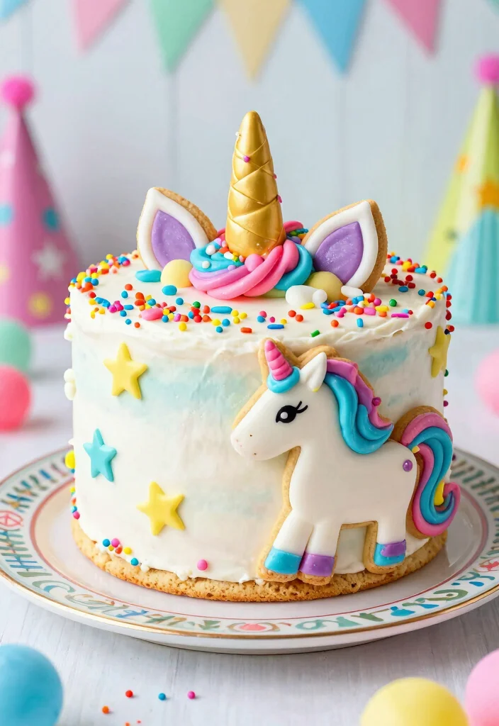 14 Unicorn Cake Ideas That Are Colorful, Magical, and Party Perfect - 11. Unicorn Cookie Cake 1
