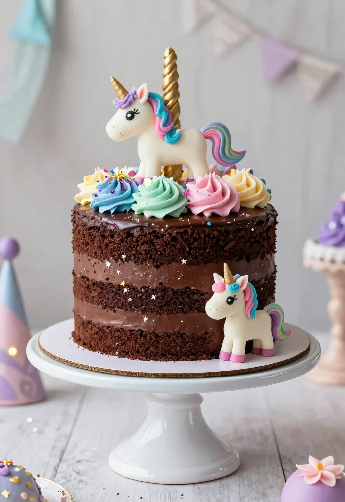 14 Unicorn Cake Ideas That Are Colorful, Magical, and Party Perfect - 12. Unicorn Chocolate Cake 1