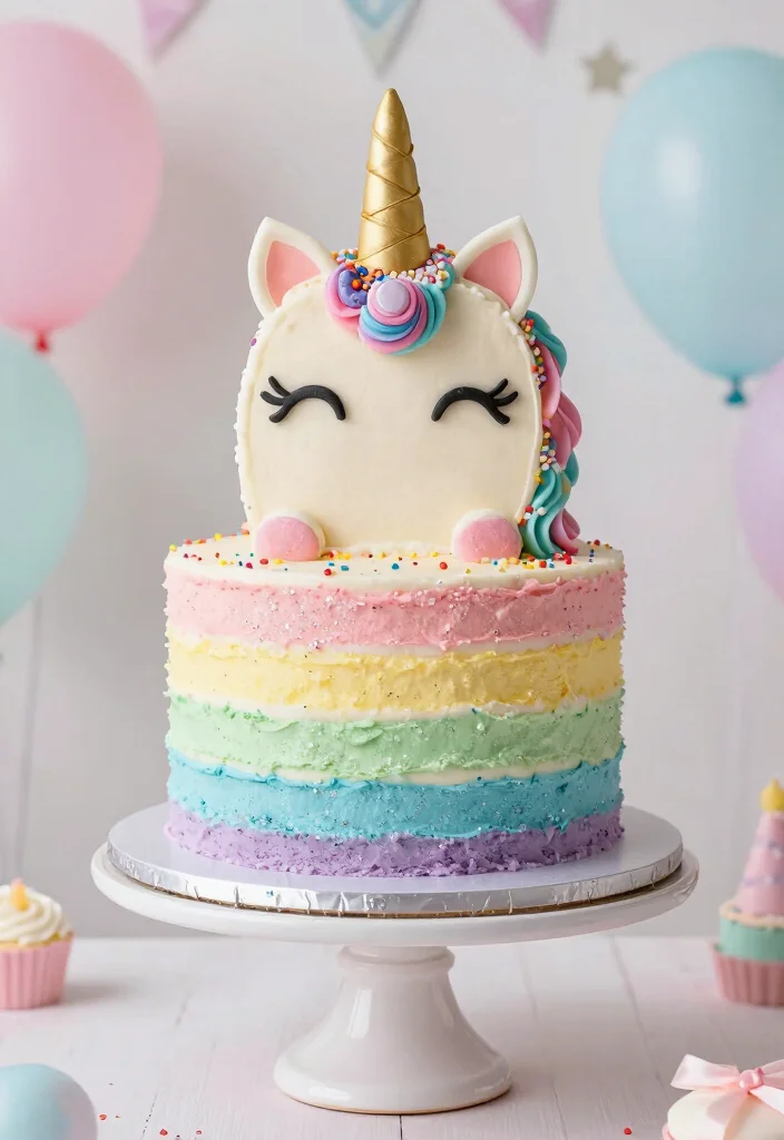 14 Unicorn Cake Ideas That Are Colorful, Magical, and Party Perfect - 14. Unicorn Layered Cake 1