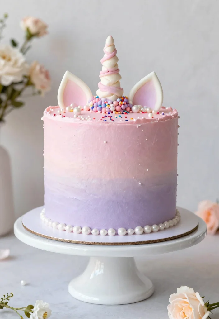 14 Unicorn Cake Ideas That Are Colorful, Magical, and Party Perfect - 2. Unicorn Ombre Cake 1