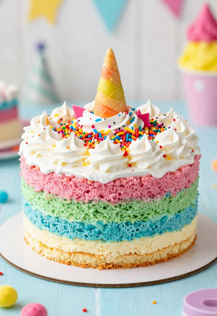 14 Unicorn Cake Ideas That Are Colorful, Magical, and Party Perfect - 5. Unicorn Ice Cream Cake 1