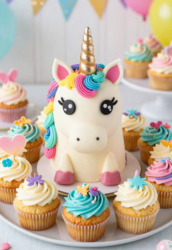 14 Unicorn Cake Ideas That Are Colorful, Magical, and Party Perfect - 6. Unicorn Pull-Apart Cupcake Cake 1