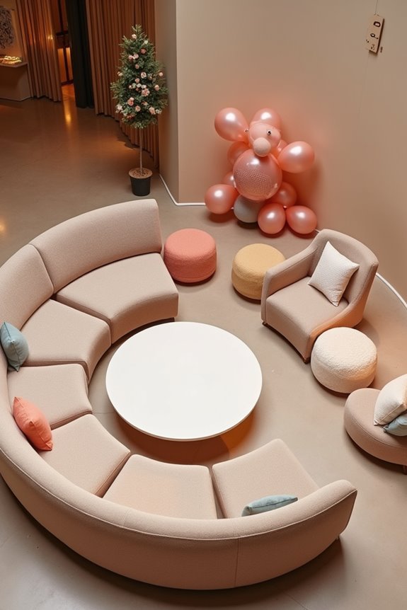 What Do You Need for Every Birthday Party? 2 distinct zones flow seating clusters