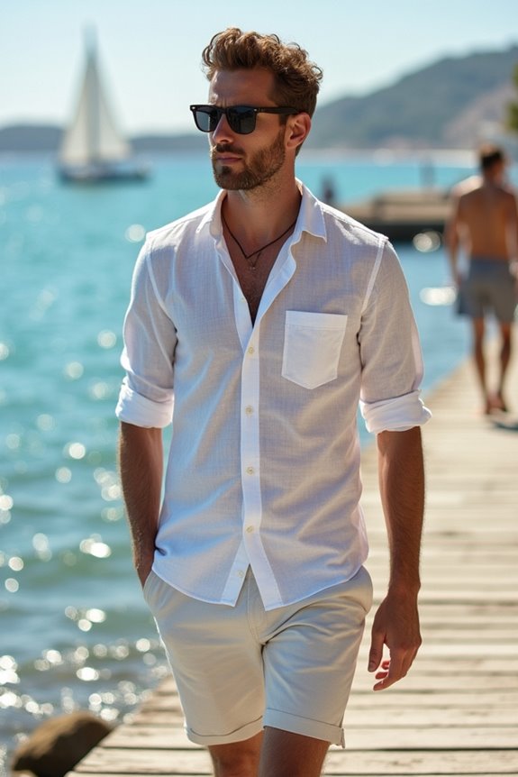 7 Essential Outfits to Wear to Your Boat Party 3 linen shirt shorts coastal sophistication