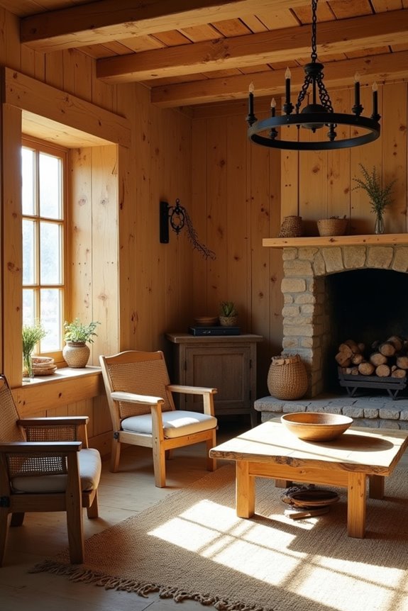 neutral base rustic materials distressed accents