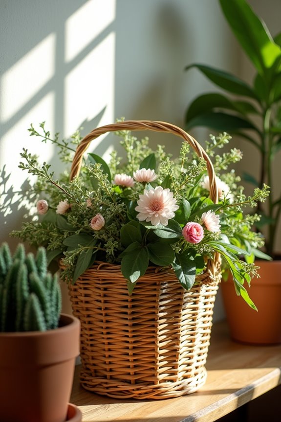 wicker baskets protect moisture sensitive plants
